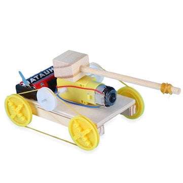 DIY 4WD Tank Toy Wooden Handmade Science Experiment Puzzles Kits Physics Learning Early Education Sc