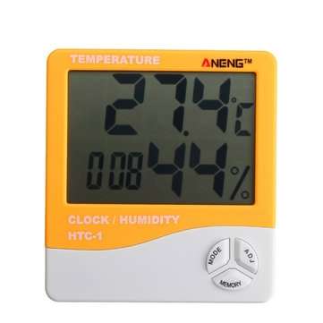 Electronic Temperature Humidity Meter Thermometer Hygrometer Weather Alarm Clock (COLOR.: ORANGE)