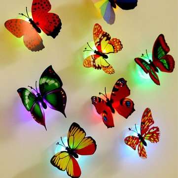 Honana DX-138 6PCS Colors Changing LED Flashing Butterfly Night Light Decorative Lights 3D Stickers