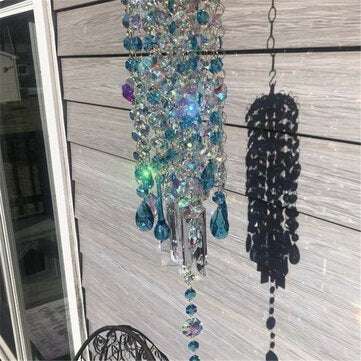 Blue White Crystal Wind Chimes Extended Version Free Cleaning Fuss-free Assembly Wind Chimes for Gar