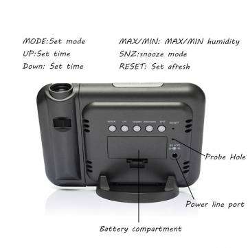Digital Color LED Screen Alarm Time Laser Wall Projector Projection Calendar Humidity Date Max/Min T
