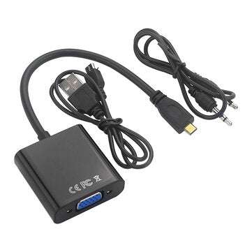 Catda C2331 Micro HDMI to VGA Video Signal Converter with Power Supply Function Display Adapter for