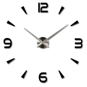 Frameless Large 3D DIY Wall Clock Mute Mirror Stickers Home Office School Decoration (COLOR.: BLACK)