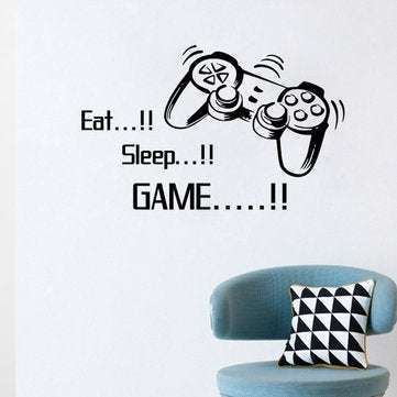 Creative Art Game Handle Wall Stickers "EAT SLEEP GAME" Black Vinyl Removable Printed Game Lovers Be