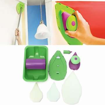 DIY Home Painting Pad Kit Roller Brush Tray Paint Rollers Kit Painting Roller Tray Brush Multifuncti