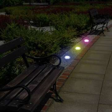 Colorful Conversion LED Lawn Lights RGB Solar Stainless Steel 8LED Underground Light Garden Lawn D