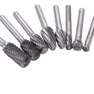 Drillpro 8Pcs 6mm Shank Tungsten Steel Rotary File Set Grinding Head Rasp Burrs Abrasive Tool