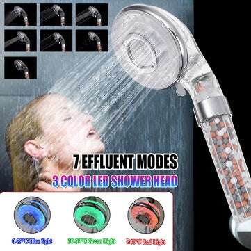 Bakeey 7-function LED Three-color Shower Head Enhanced Pressurized Negative Ion Shower