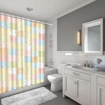 Bathroom Non-Slip Carpet Rug Lid Toilet Seat Cover Mat Shower Curtain  (PATTERN: Y181007-D001)