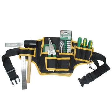Electrician Canvas Tool Bag Safe Belt Waist Bag Belt Pouch Organizer Repair Tool... (COLOR1: YELLOW)