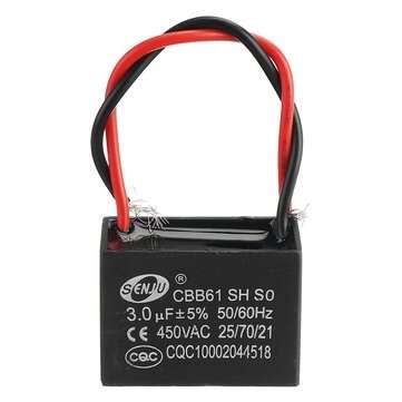 CBB61 5Pcs 3UF Starting Capacitance 450V AC Fan Capacitor CBB Motor Run Capacitor