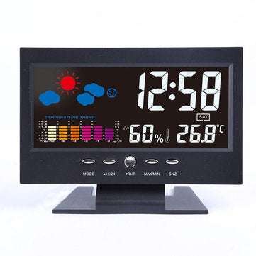 Bakeey Digital LCD Thermometer Hygrometer Sound Activated Screen Weather Forecast Temperature Trend