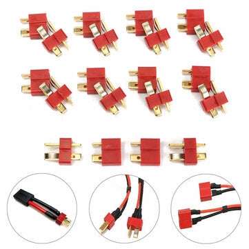 Excellway DC 012 20pcs T Plug Male & Female Connectors Deans Style For RC LiPo Battery