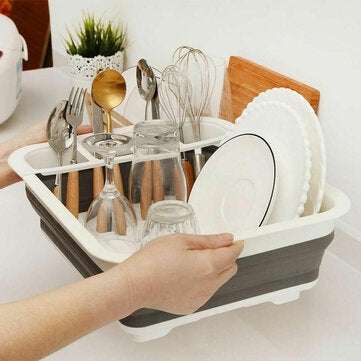 Foldable Dish Drain Rack Kitchen Desktop Storage Shelf Dish Spoon Chopsticks Fork Cup Holder Organiz