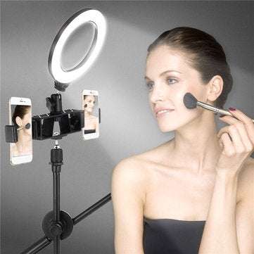 Dimmable LED Ring Light Kit+Light Stand 6500K Camera Photo Video Desktop Lamp