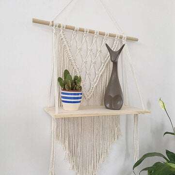 Cotton Wall Tapestry Woven Macrame Boho Plant Hanger Holder Tapestry Wall Hanging Art Home Storage D