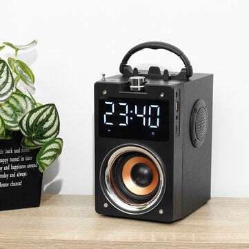 Bakeey Portable Digital Display Alarm bluetooth Speaker 3D Heavy Bass Support FM/TF/USB/AUX Play