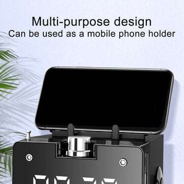 Bakeey Portable Digital Display Alarm bluetooth Speaker 3D Heavy Bass Support FM/TF/USB/AUX Play