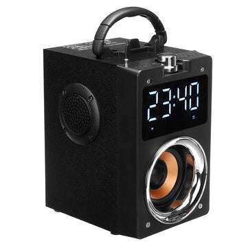 Bakeey Portable Digital Display Alarm bluetooth Speaker 3D Heavy Bass Support FM/TF/USB/AUX Play