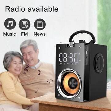 Bakeey Portable Digital Display Alarm bluetooth Speaker 3D Heavy Bass Support FM/TF/USB/AUX Play