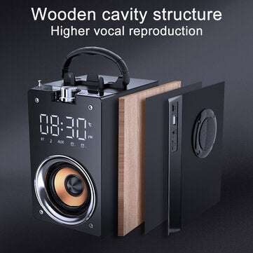 Bakeey Portable Digital Display Alarm bluetooth Speaker 3D Heavy Bass Support FM/TF/USB/AUX Play