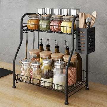 Bathroom Storage 39.5*18*38cm Countertop Household Double Storage Shelf for Bathroom and kitchen