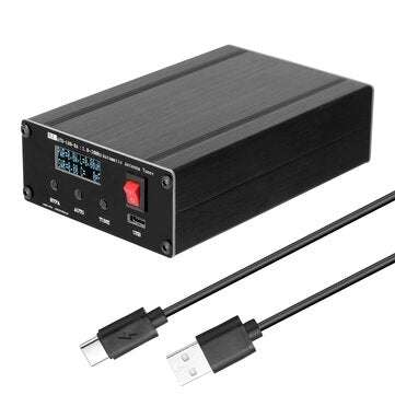 ATU100 1.8-55Mhz Automatic Shortwave Antenna Tuner USB Type-C Rechargeable with 0.96inch OLED Displa