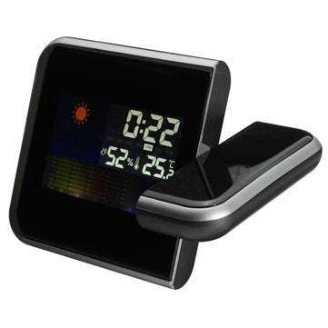Digital LCD Time Projector Snooze Alarm Clock Temperature Weather Humidity LED