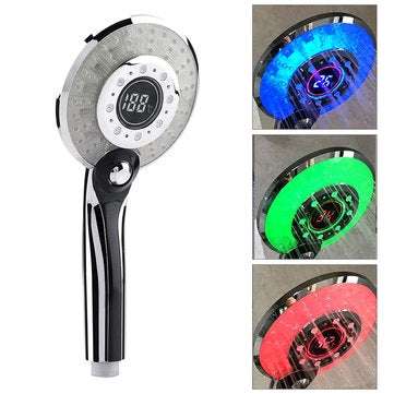 Bakeey LED Light LCD Display Third Gear Water Flow Self Illumination Temperature Control Shower Head