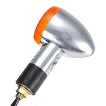 Chrome Bullet Mini Universal Motorcycle Amber Turn Signal Lights Bulb Indicator