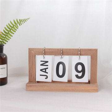 Creative Modern Wooden Calendar Desktop DIY Calendar Perpetual for Office Home Bed... (COLOR.: WOOD)