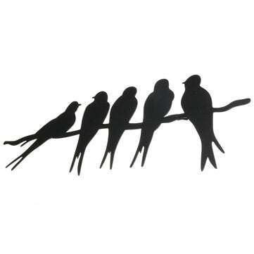 Bird Silhouettes Garden Fence Decor Woodpecker Robin Steel for Home Country Yard Art Decoration