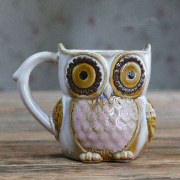Creative Colorful Ceramic Crafts Owl Shaped Cup Drinking Water Cup Ceramic Cup (COLOR.: WHITE)