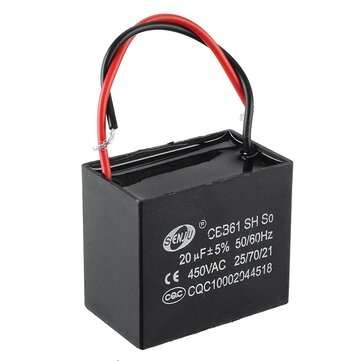 CBB61 5Pcs 20UF Starting Capacitance 450V AC Fan Capacitor CBB Motor Run Capacitor