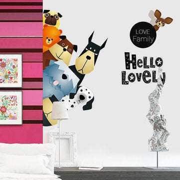 Cartoon Wall Stickers Cute Animals A Pro - Green Living Room Sofa Posted Children `s Room Paste