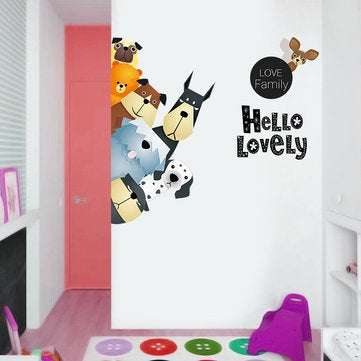 Cartoon Wall Stickers Cute Animals A Pro - Green Living Room Sofa Posted Children `s Room Paste