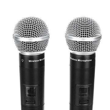 EPXCM A-666 UHF Wireless 2Ch Handheld Mic Cardioid Microphone System for Kraoke Speech Party