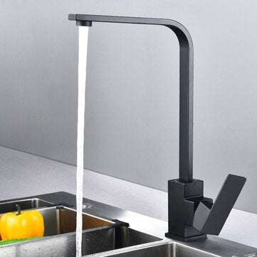 Black Kitchen Sink Taps Mixer Single Lever Zinc Alloy Swivel Spout Tap Faucet
