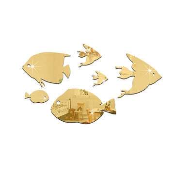 Bubble Fish Wall Sticker Ocean Fish Mirror Sticker Self Adhesive Acrylic Mirror Wall St... (TYPE: D)