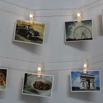 Battery Power 1.5M 10 LED Card Photo Clip Warm White String Light Christmas Party Wedding Decor