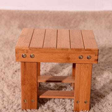 Bamboo Stool Wooden Square Stool Small Children Chair Bathroom Stool for Home Living Room Bedroom Ba