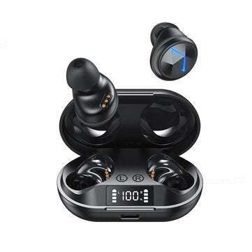Bakeey TWS C6 bluetooth 5.0 Earphone Wireless Stereo Sports Headphone LED Display ... (COLOR: BLACK)