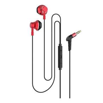 Bakeey R12 Universal Stereo In-Ear Headphone Metal Wired Control 3.5mm Music Gaming... (COLOR.: RED)