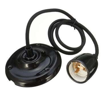 E27 Vintage Ceramic Antique Retro Ceiling Pendant Bulb Adapter Lamp Holder (COLOR.: BLACK)