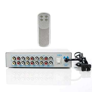 Audio and Video Switcher with TV Remote Control 4 Way Input 2 Way Output Converter Selector