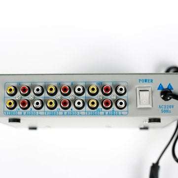 Audio and Video Switcher with TV Remote Control 4 Way Input 2 Way Output Converter Selector