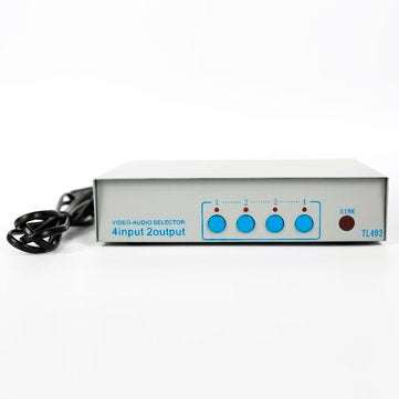 Audio and Video Switcher with TV Remote Control 4 Way Input 2 Way Output Converter Selector
