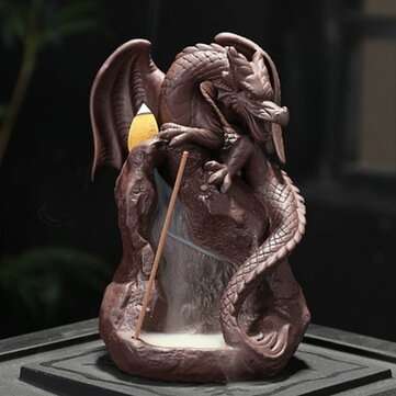 Auspicious Dragon Purple Sand Smoke Backflow Incense Burner Creative Aromatherapy C... (STYLE2: #02)
