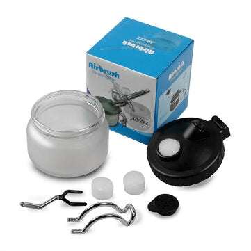 AGILE 0.2/ 0.3/0.5mm Airbrush Cleaning Pot Glass Air Brush Holder Clean Paint Jar Bottle Sprayer Was