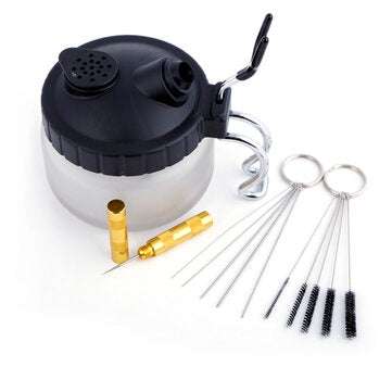 AGILE 0.2/ 0.3/0.5mm Airbrush Cleaning Pot Glass Air Brush Holder Clean Paint Jar Bottle Sprayer Was